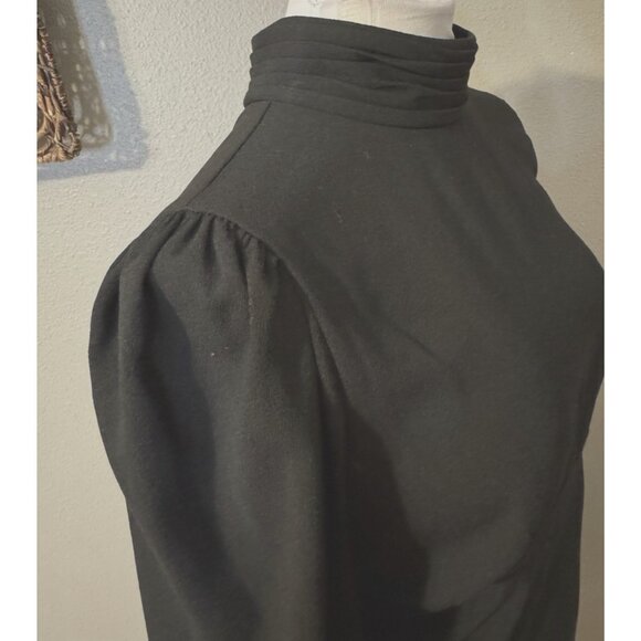 Adrianna Papell Dress 12 Black Mock Neck A Line Crepe Long Sleeve NEW - Picture 7 of 13